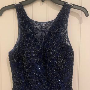 Beaded navy blue dress with pockets. Size XXSmall
